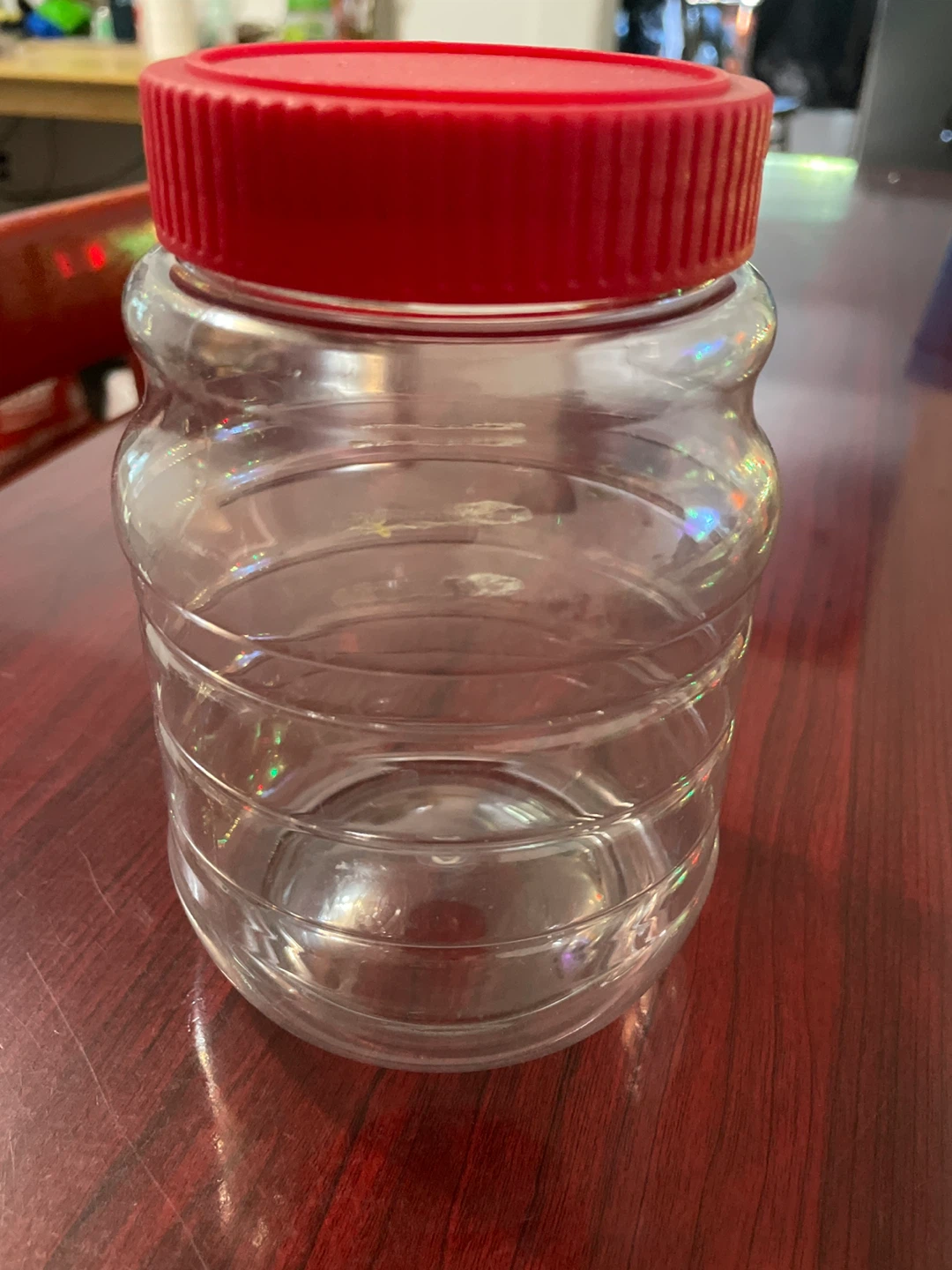 Clear Plastic Container with Red Lid