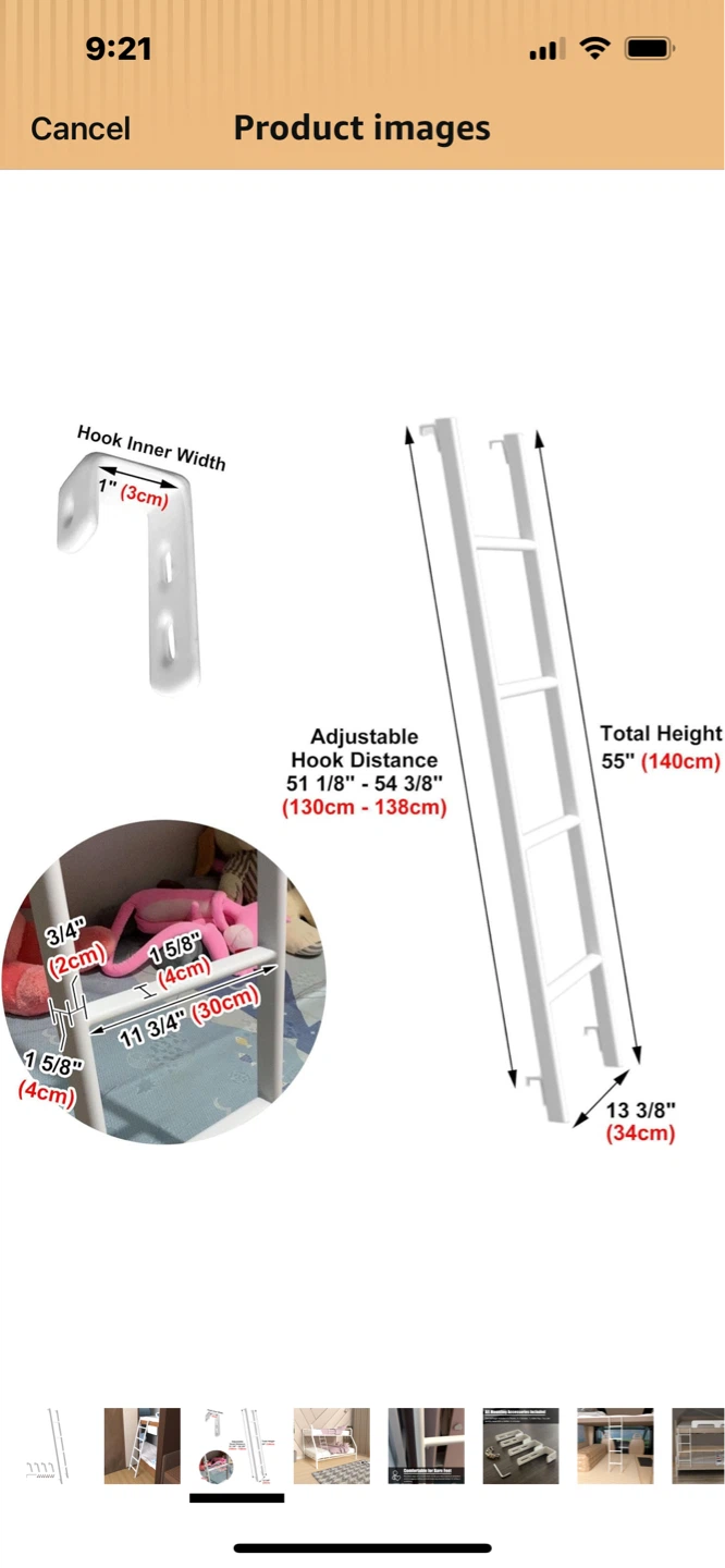 MIWOOYY RV Bunk Bed Ladder 55 Inch White - photo 4
