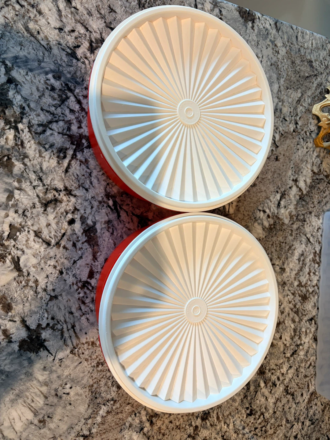 Tupperware Large Red Serving Bowls with Lids - Set of 2