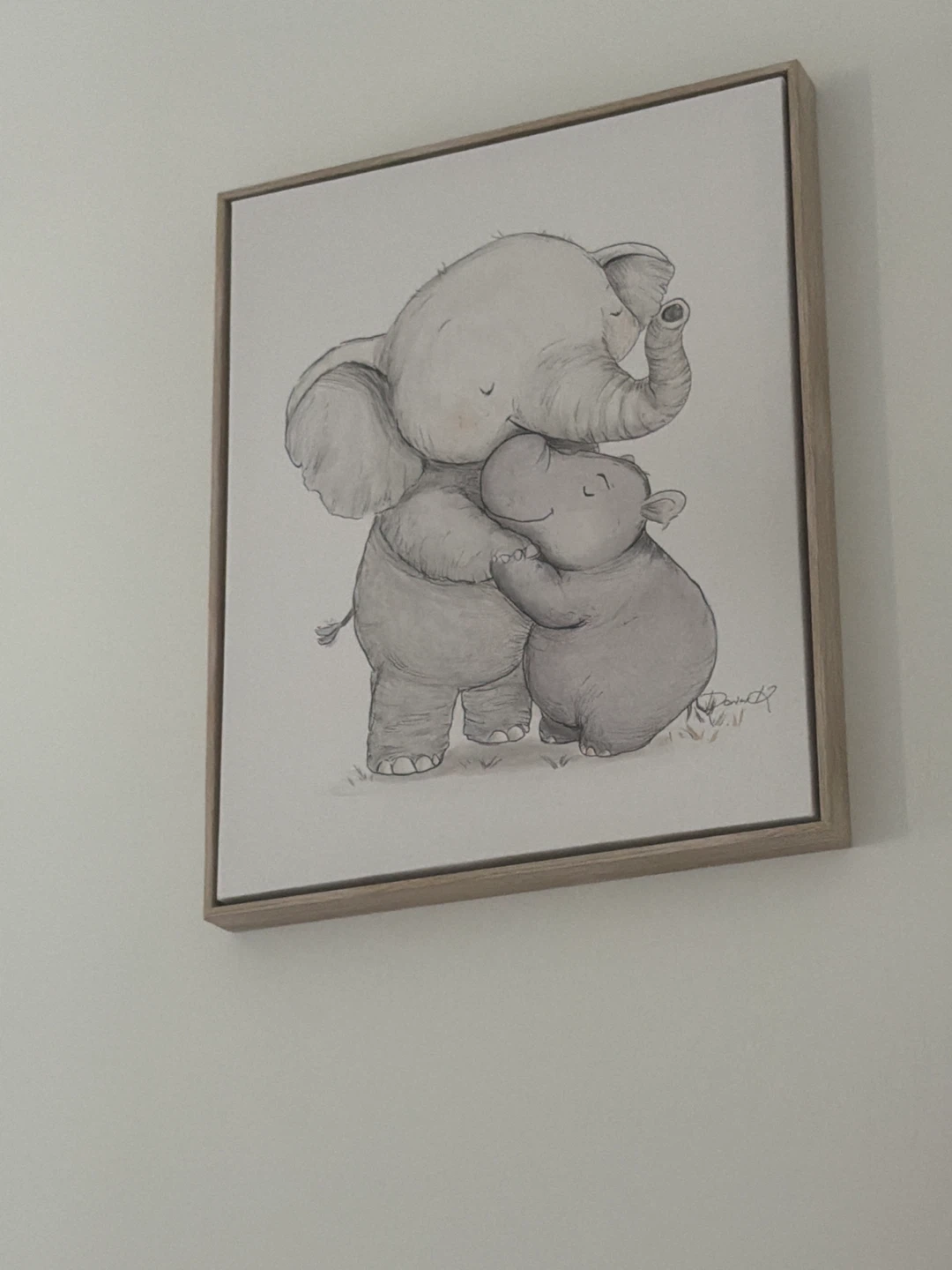 Cute Elephant and Hippo Hugging Canvas Art