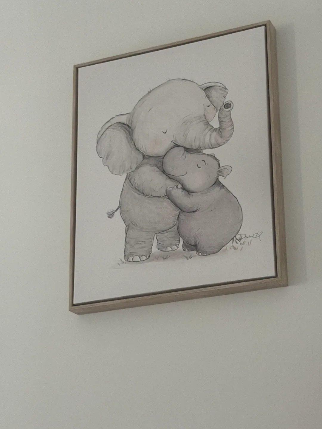 Cute Elephant and Hippo Hugging Canvas Art