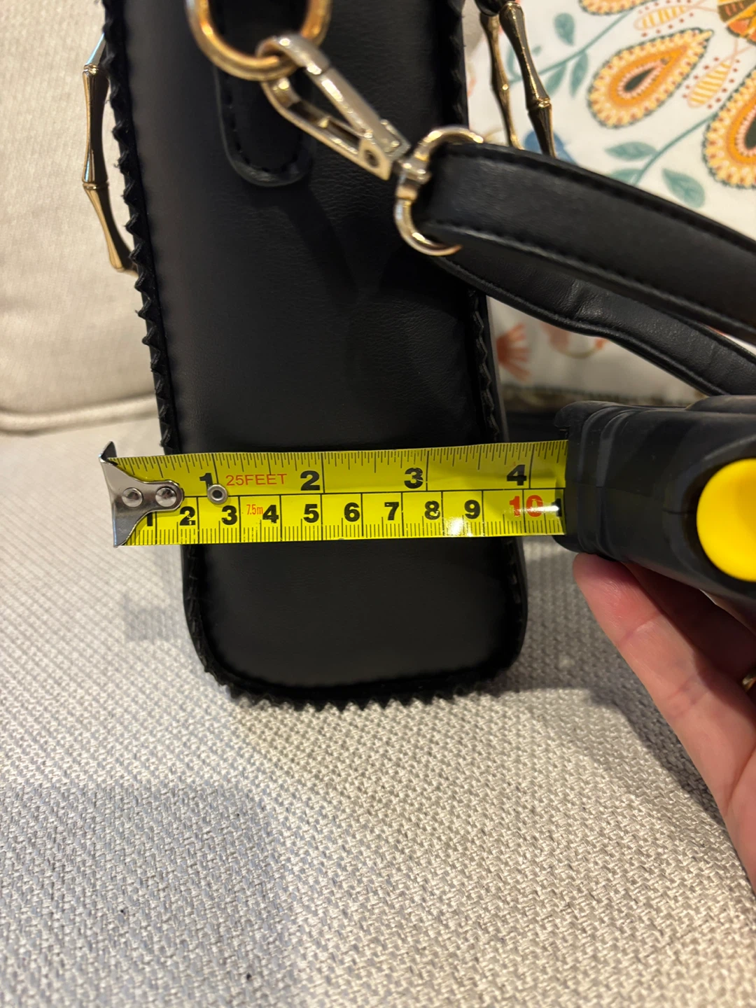 Black Vegan Handbag with metal Handle - photo 3