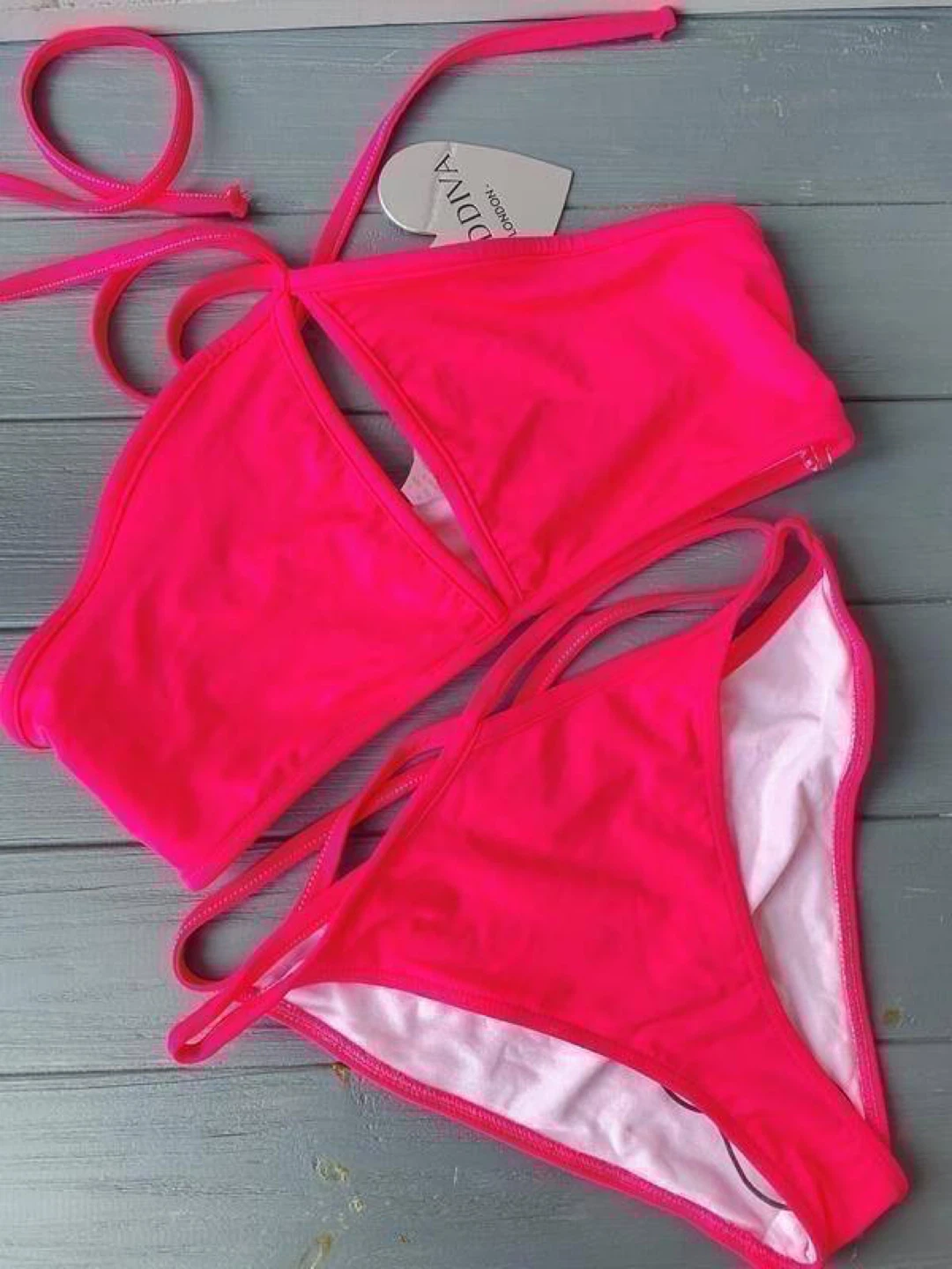 Goddiva London Bright Pink Swimsuit (ASOS) – Size S