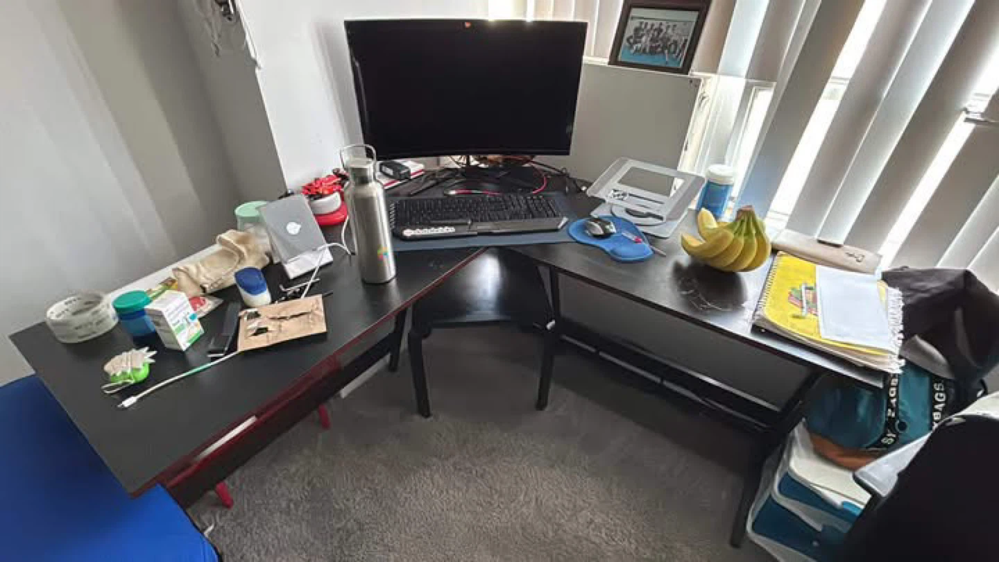 Black L-Shaped Corner Desk - photo 2