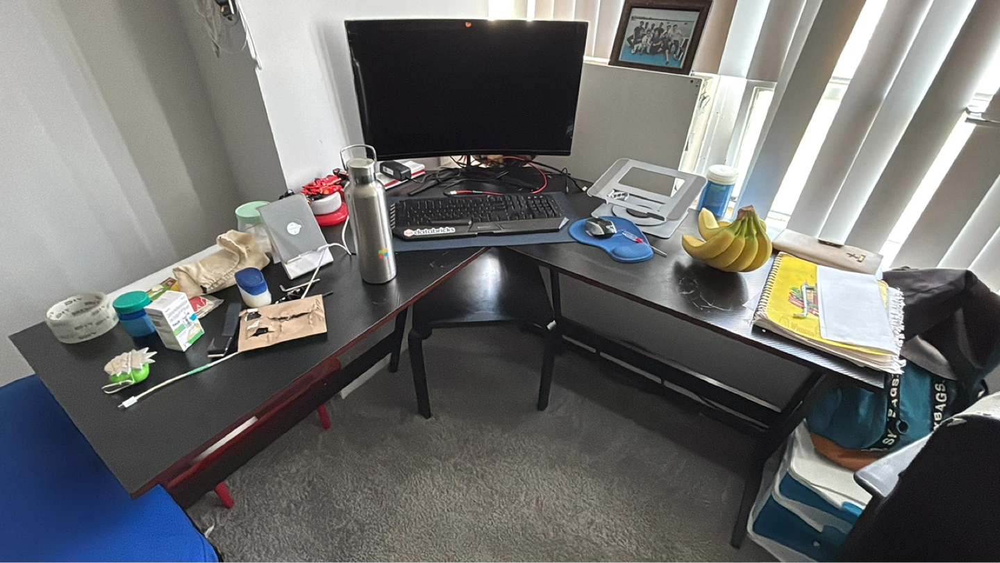Black L-Shaped Corner Desk - photo 3