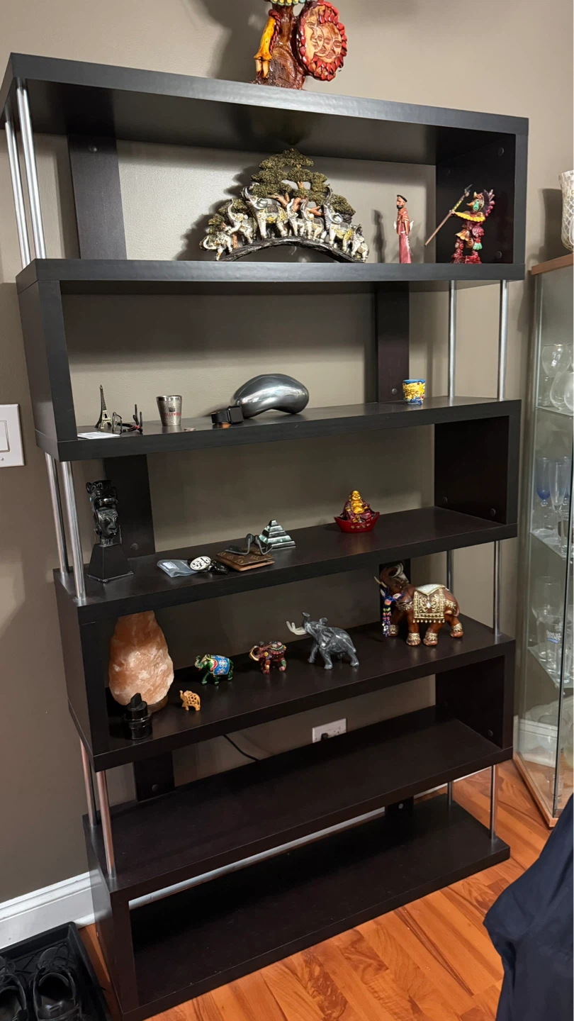 Dark Brown 5-Shelf Modern Bookcase