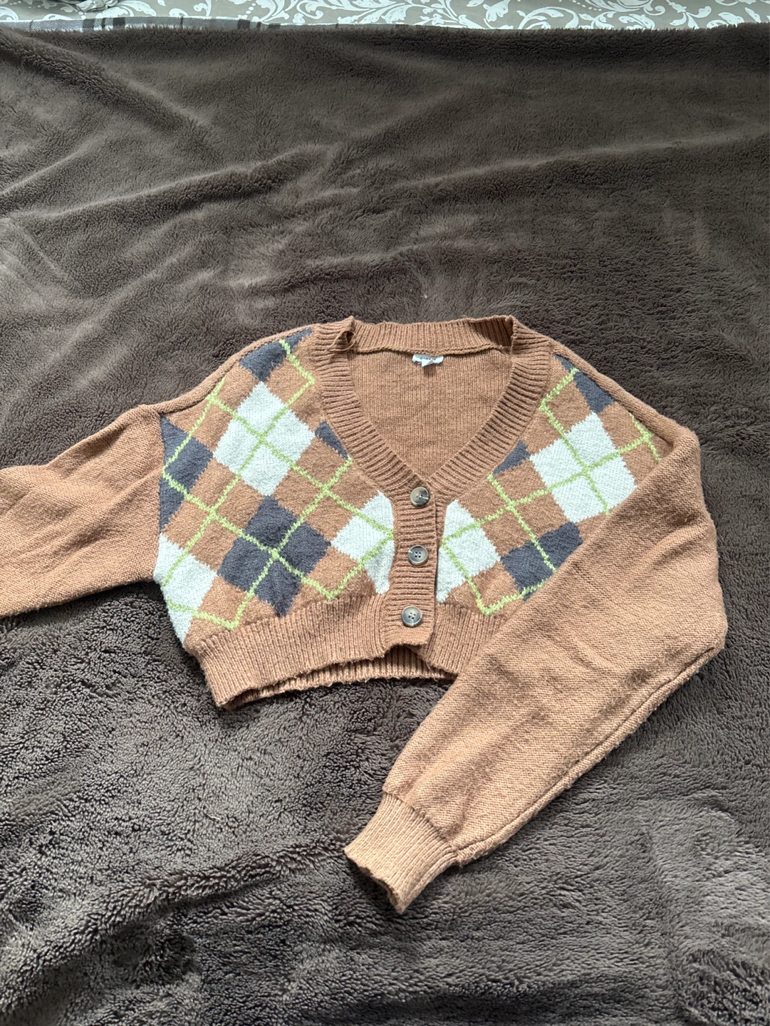 Garage Argyle Cropped Cardigan - Size P/S - photo 2