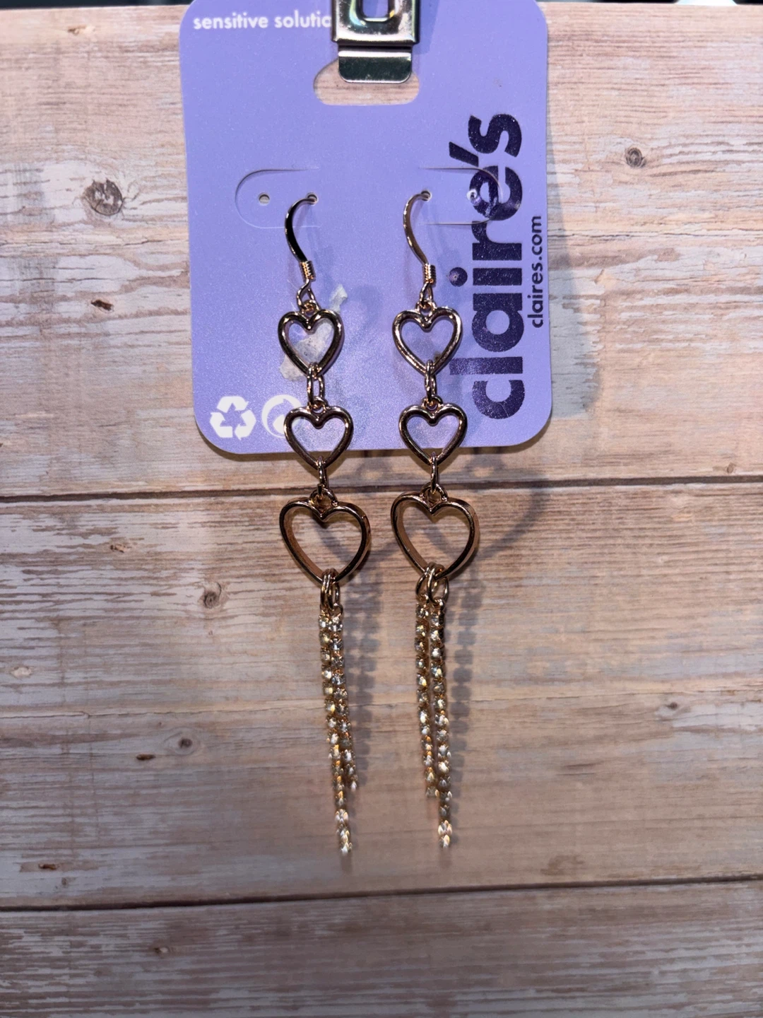 Claire's Rose Gold Tone Heart Drop Earrings