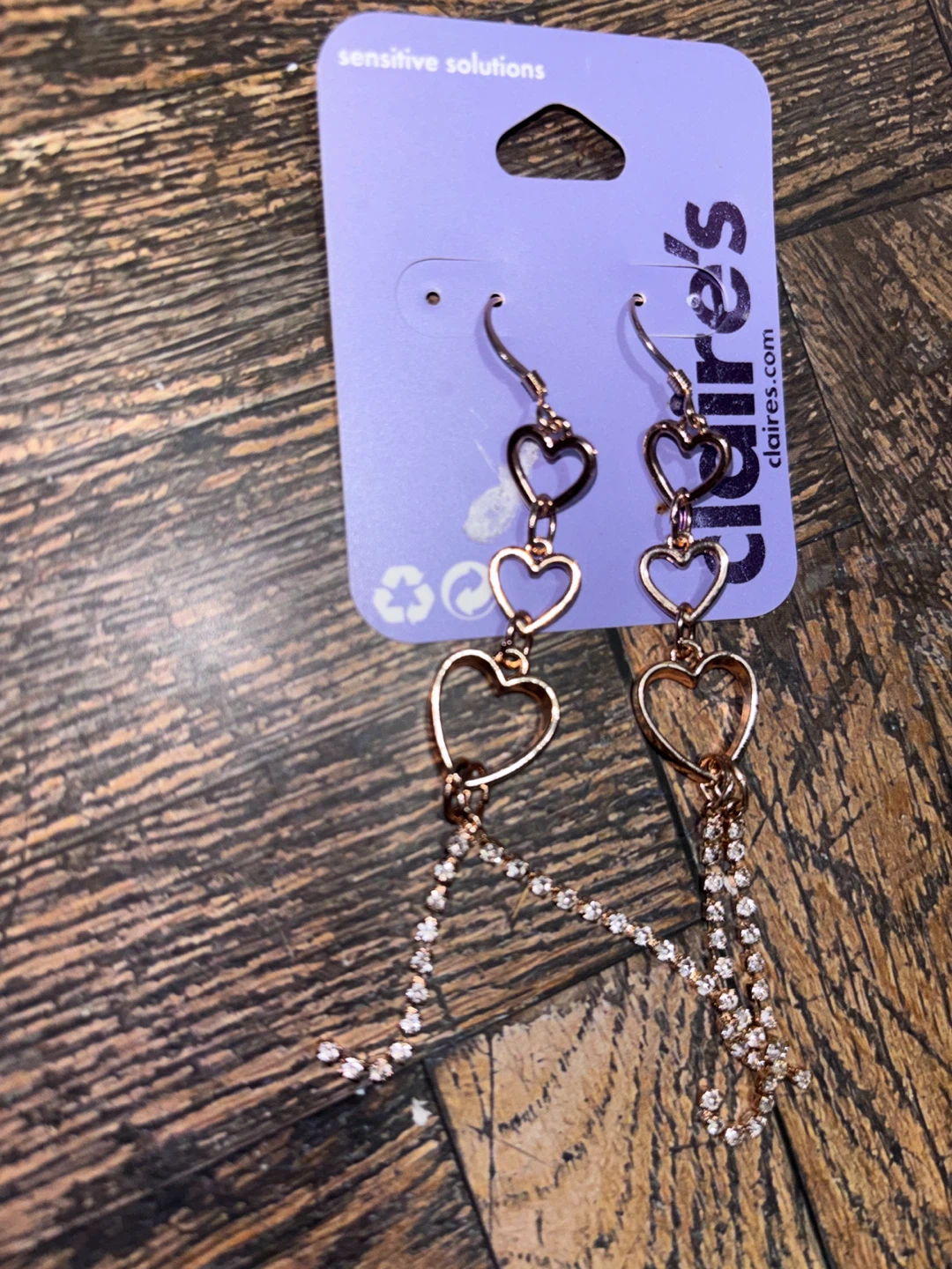 Claire's Rose Gold Tone Heart Drop Earrings - photo 2