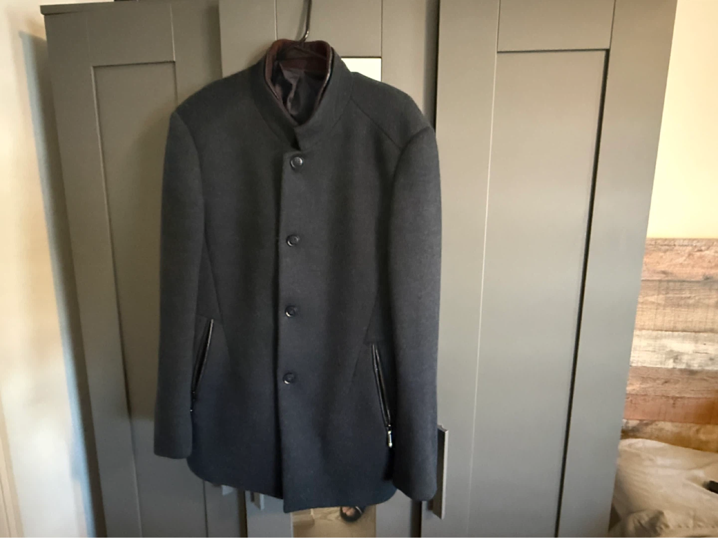 Men's Charcoal Grey Wool Blend Overcoat