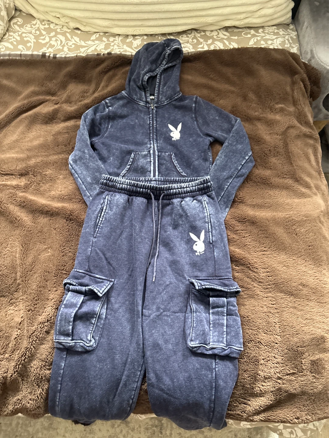 Playboy Zip-Up Hoodie and Cargo Sweatpants Set