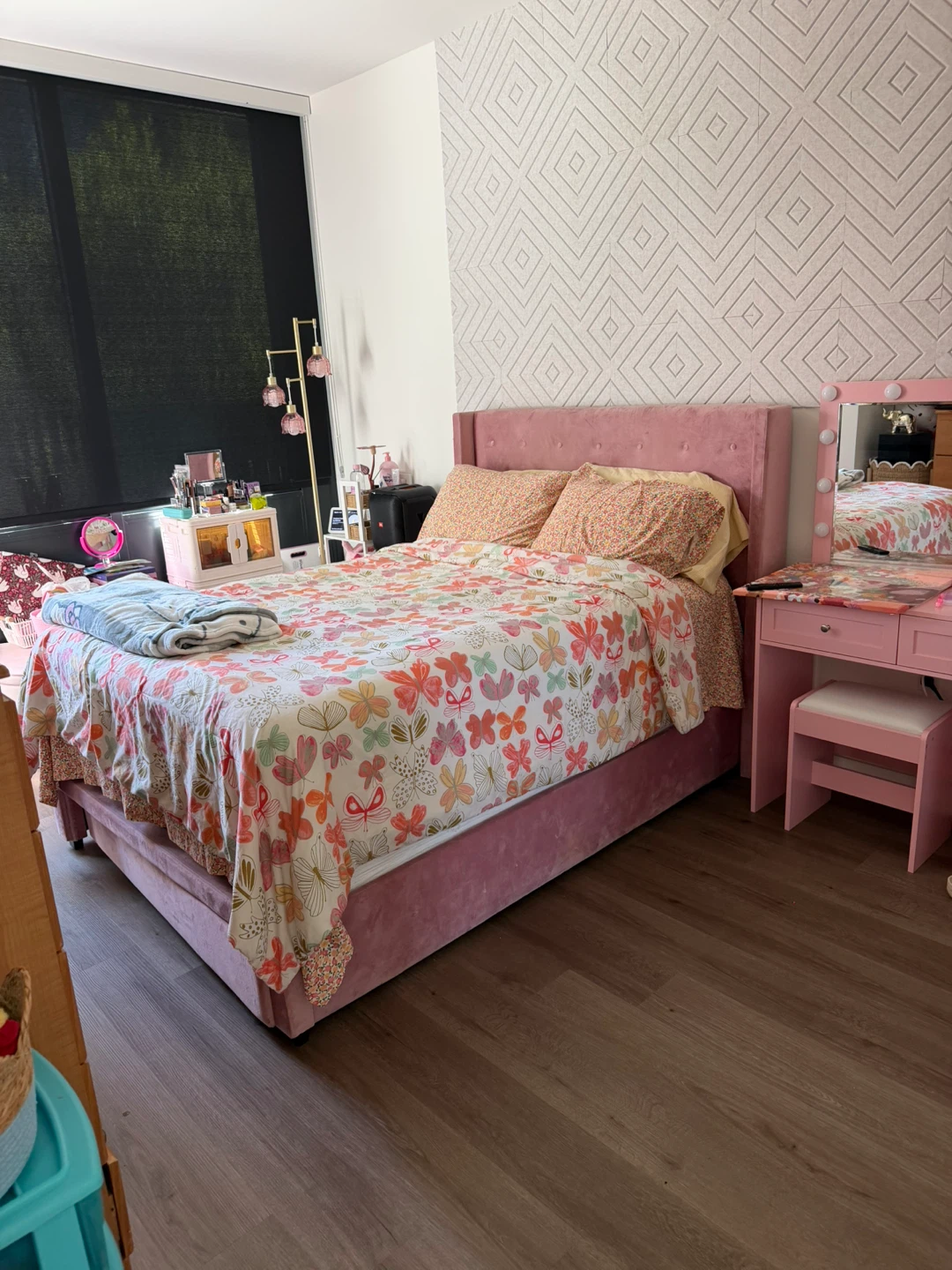 Pink Upholstered Bed Frame