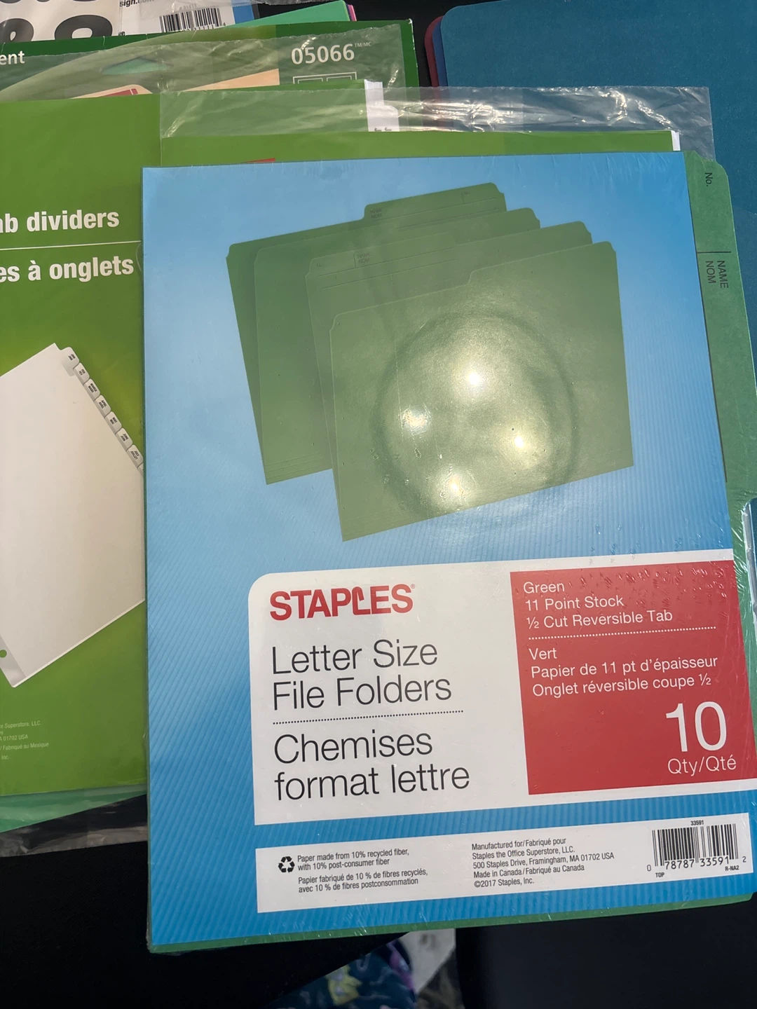 Staples Letter Size File Folders and Jan-Dec Tab Dividers