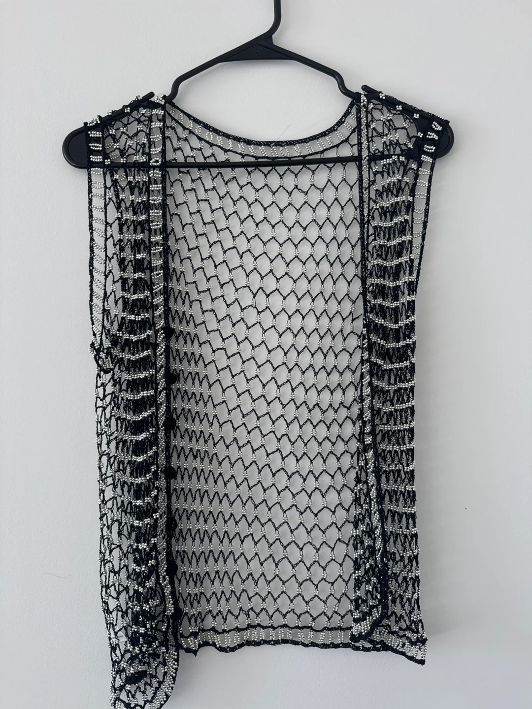 Black Beaded Knit Vest