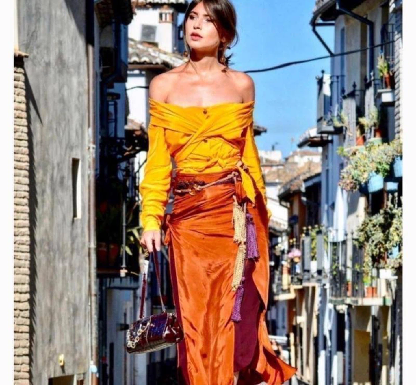 ZARA Limited Collection Orange Viscose Midi Skirt – Size M - photo 3