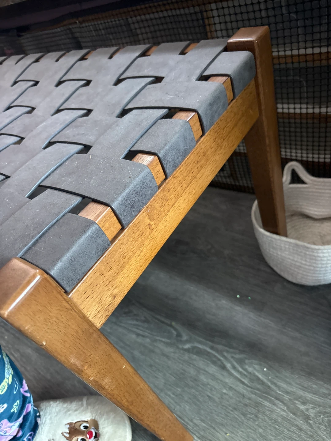 Woven Strap Bench with Wood Frame - photo 2