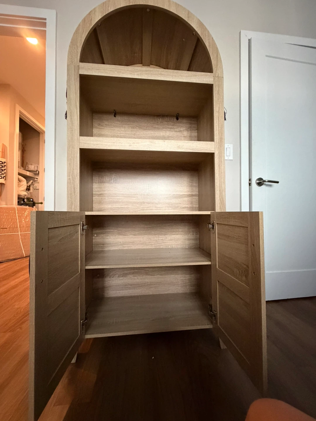 LEFHDA 71" Tall Bookshelf, Arched Bookcase with Doors - photo 3