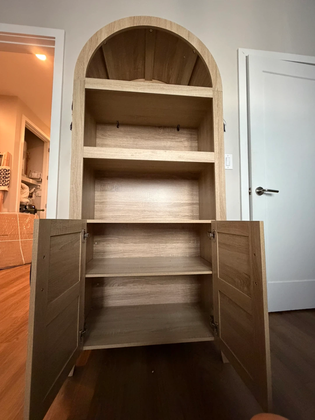LEFHDA 71" Tall Bookshelf, Arched Bookcase with Doors - photo 4