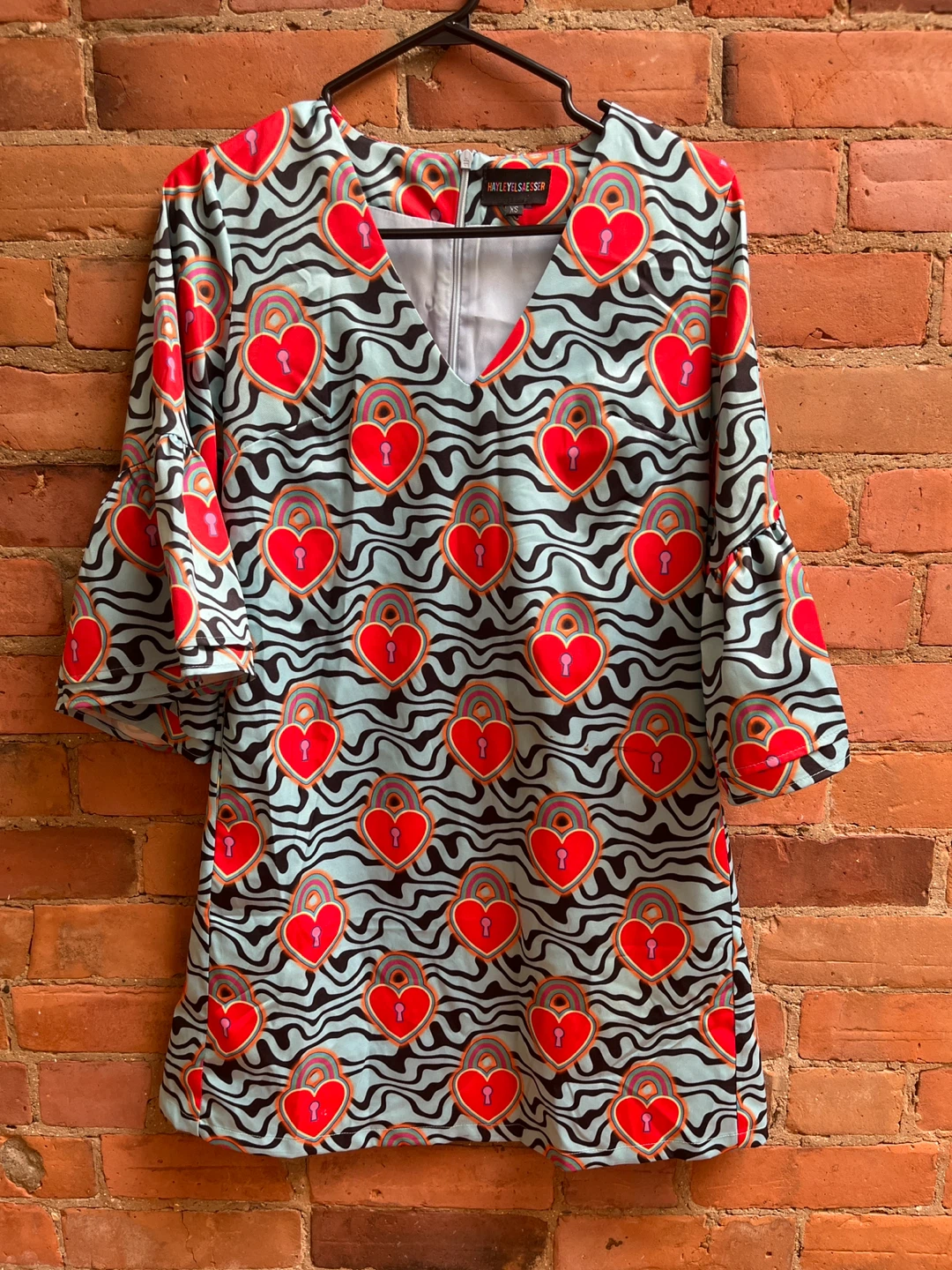 Hayley Elsaesser Heart Lock Print Dress