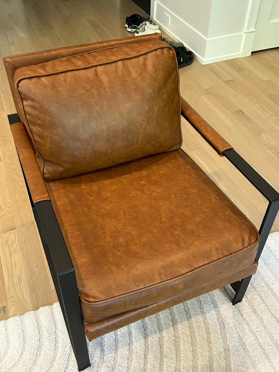 Brown Faux Leather Accent Chair - photo 2