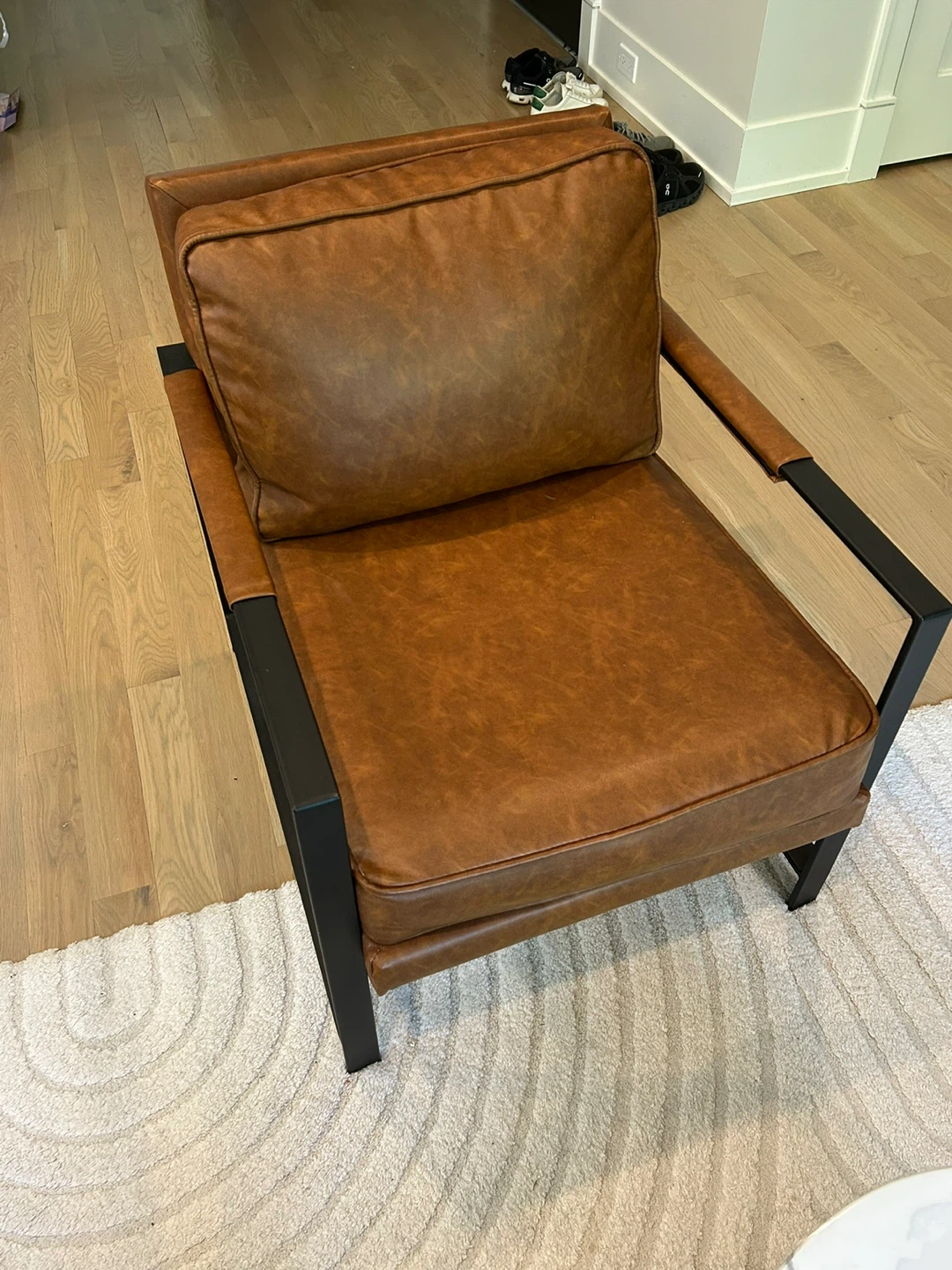 Brown Faux Leather Accent Chair