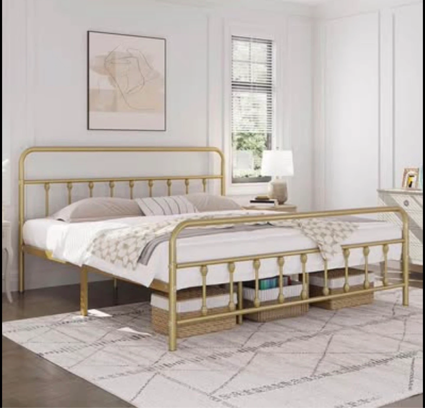 Brass/Gold Metal Bed Frame - King Size