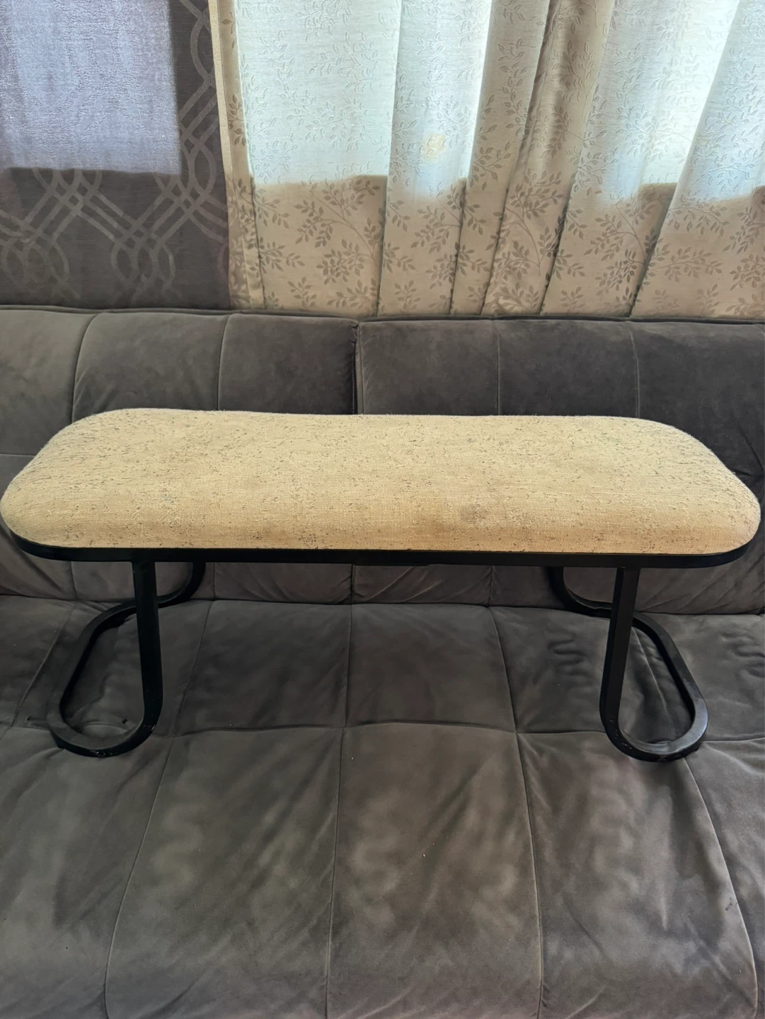 Light Beige Upholstered Bench