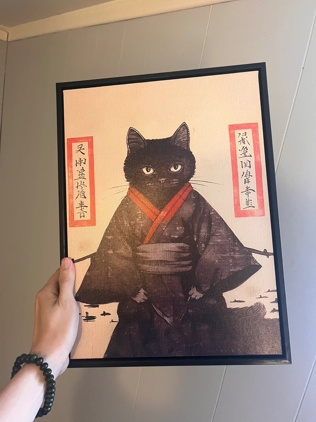 Framed Canvas Samurai Cat - photo 2