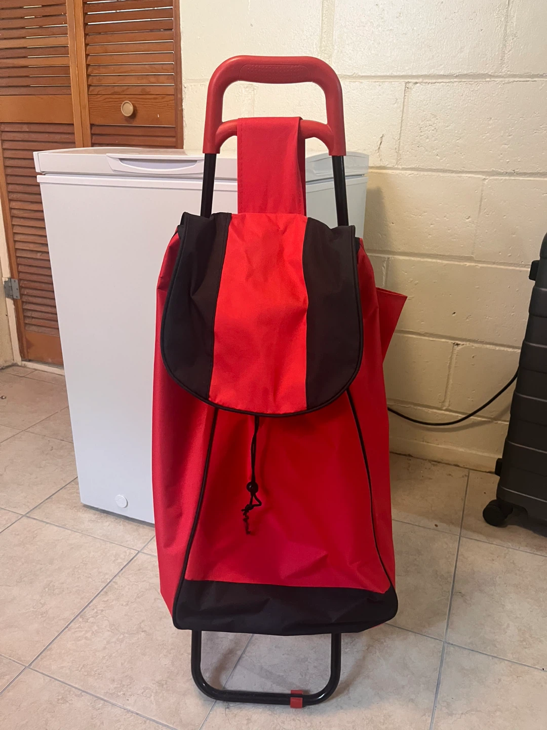 Red and Black Rolling Shopping Cart