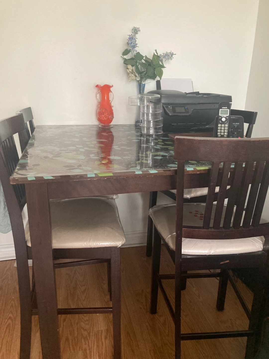 Bar height Dining Set with Padded Chairs