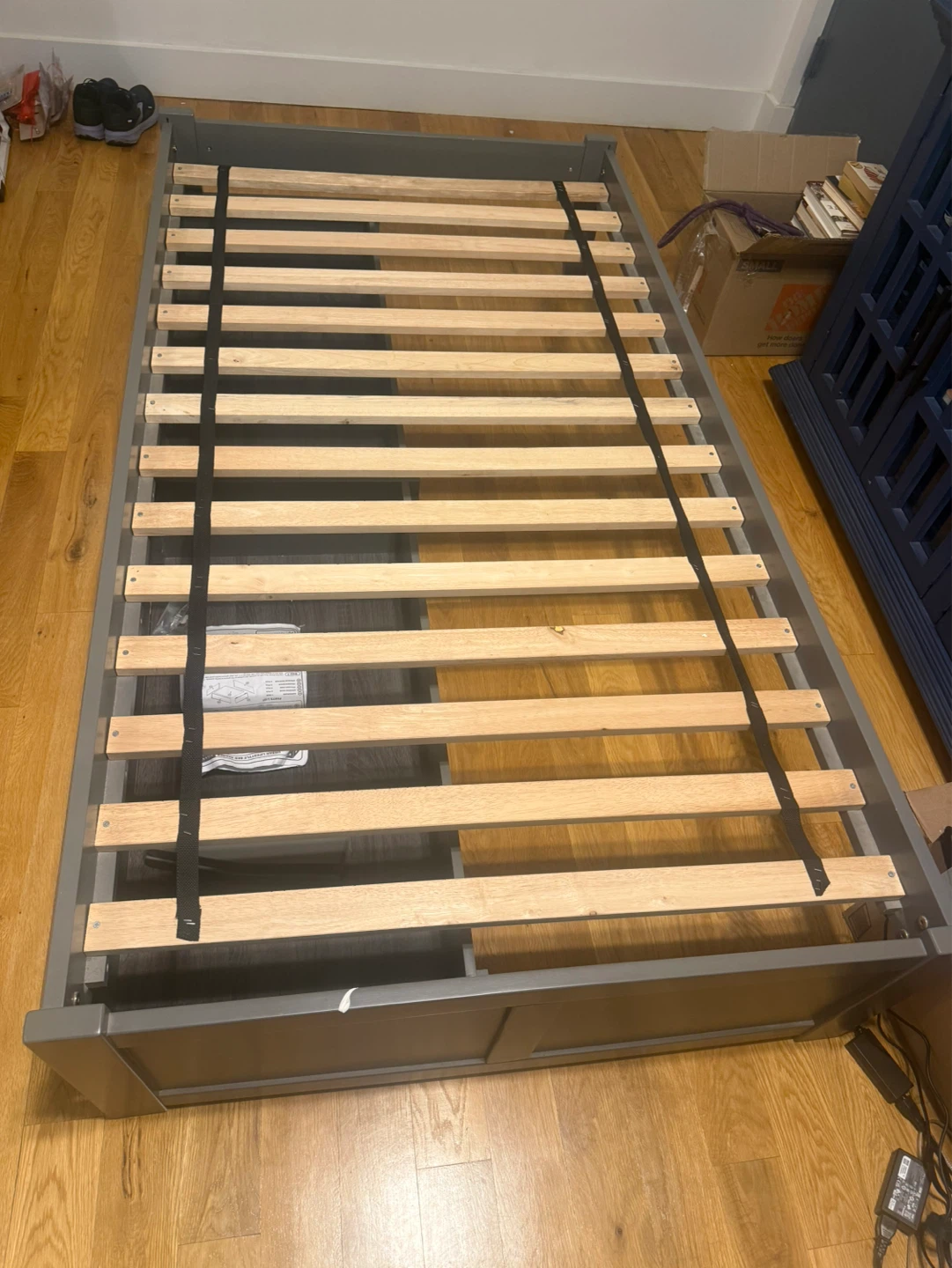 Gray Wooden Bed with Drawers - photo 3
