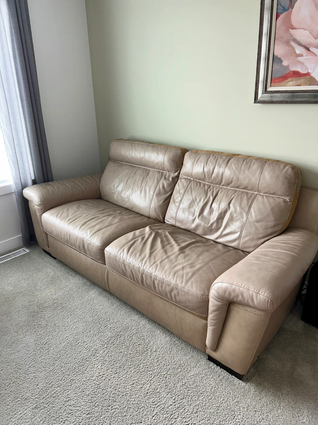 Tan Leather Loveseat & Sofa