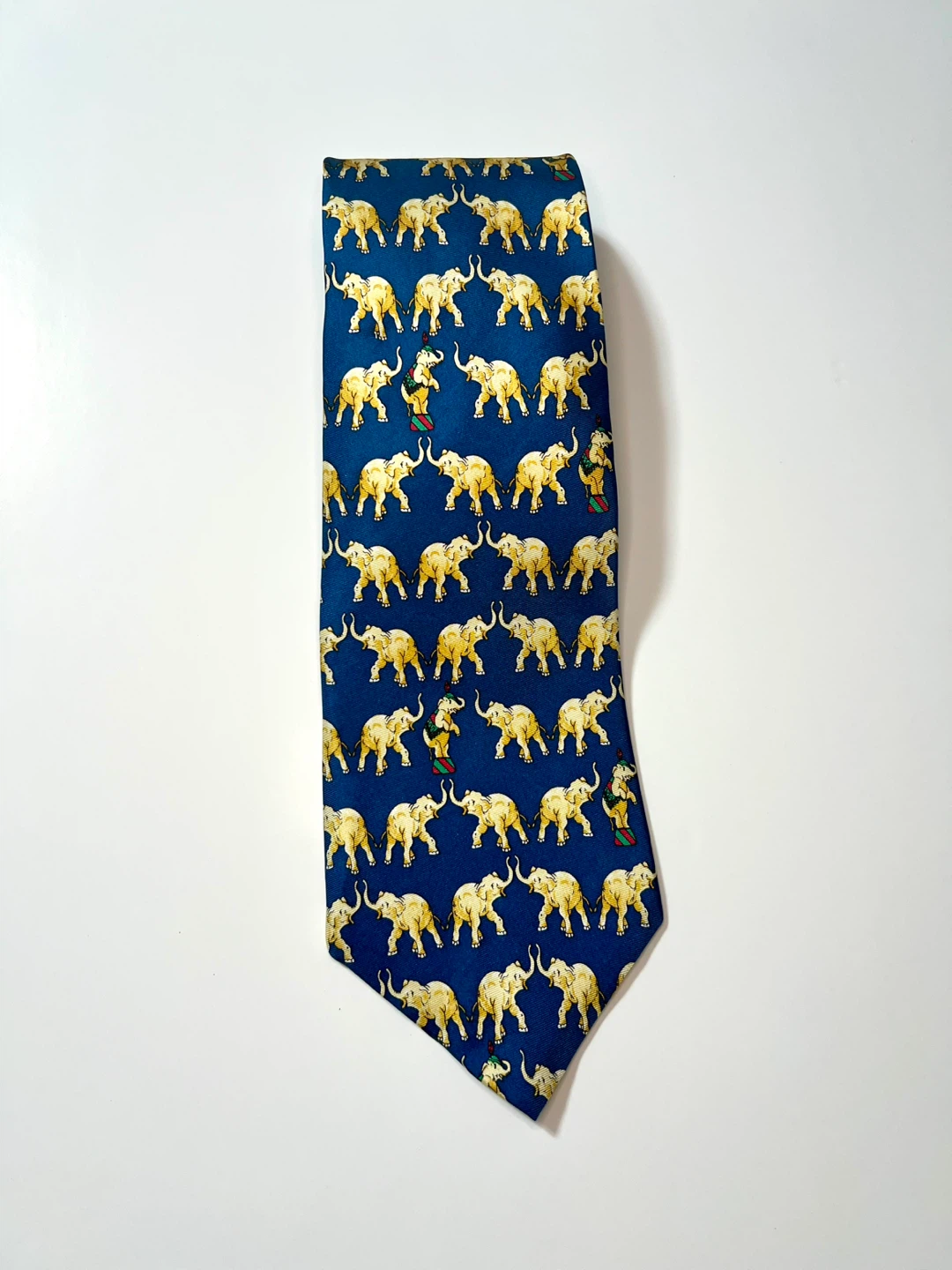 Andrew Scott Silk Necktie - Blue Elephant Pattern - photo 2