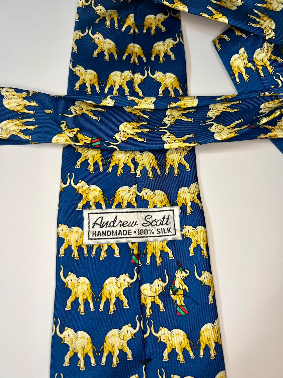 Andrew Scott Silk Necktie - Blue Elephant Pattern - photo 3