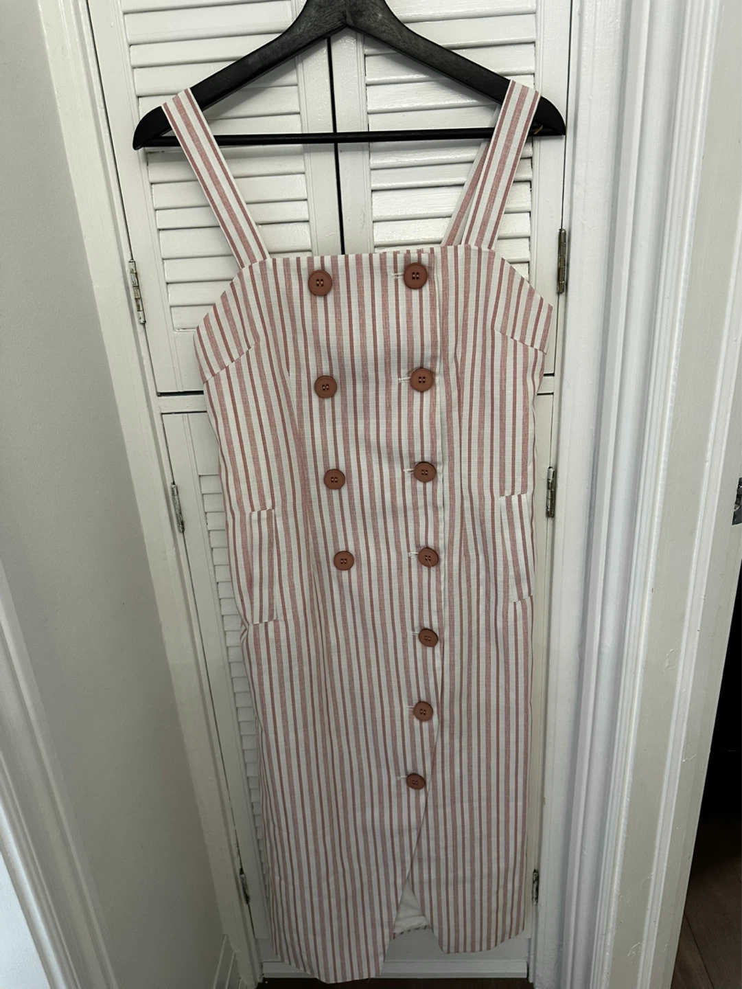 Striped Button-Front Midi Dress