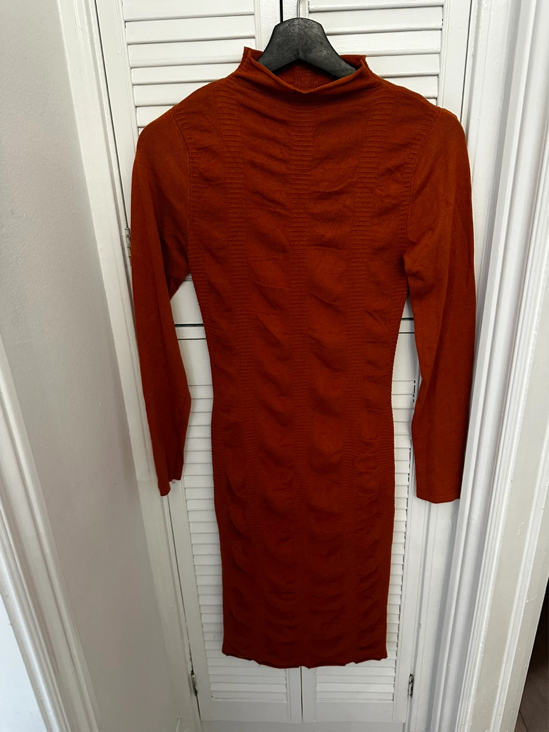 Ribbed Mock Neck Long Sleeve Dress