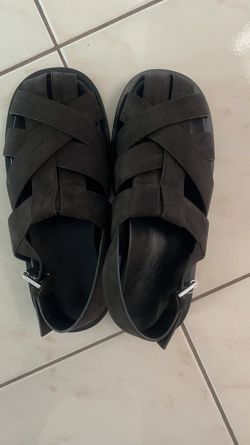 COS Dark Grey Woven Leather Sandals