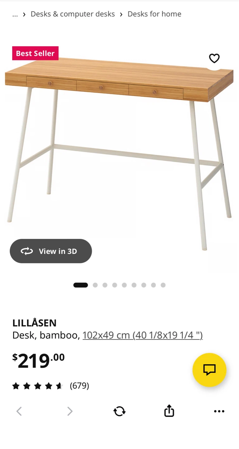 IKEA LILLASEN Desk - Bamboo/White - photo 2