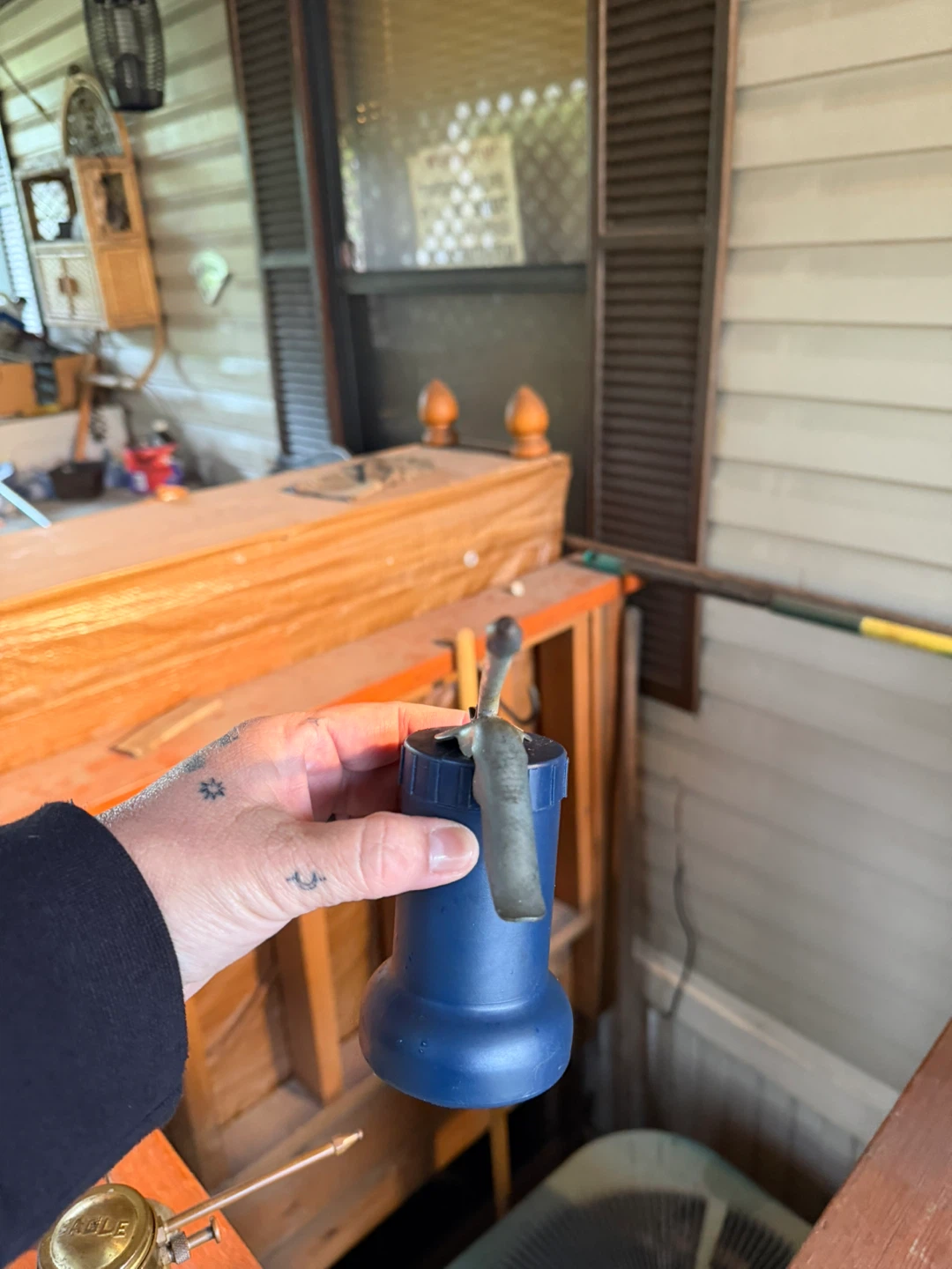Blue Oil Can with Spout