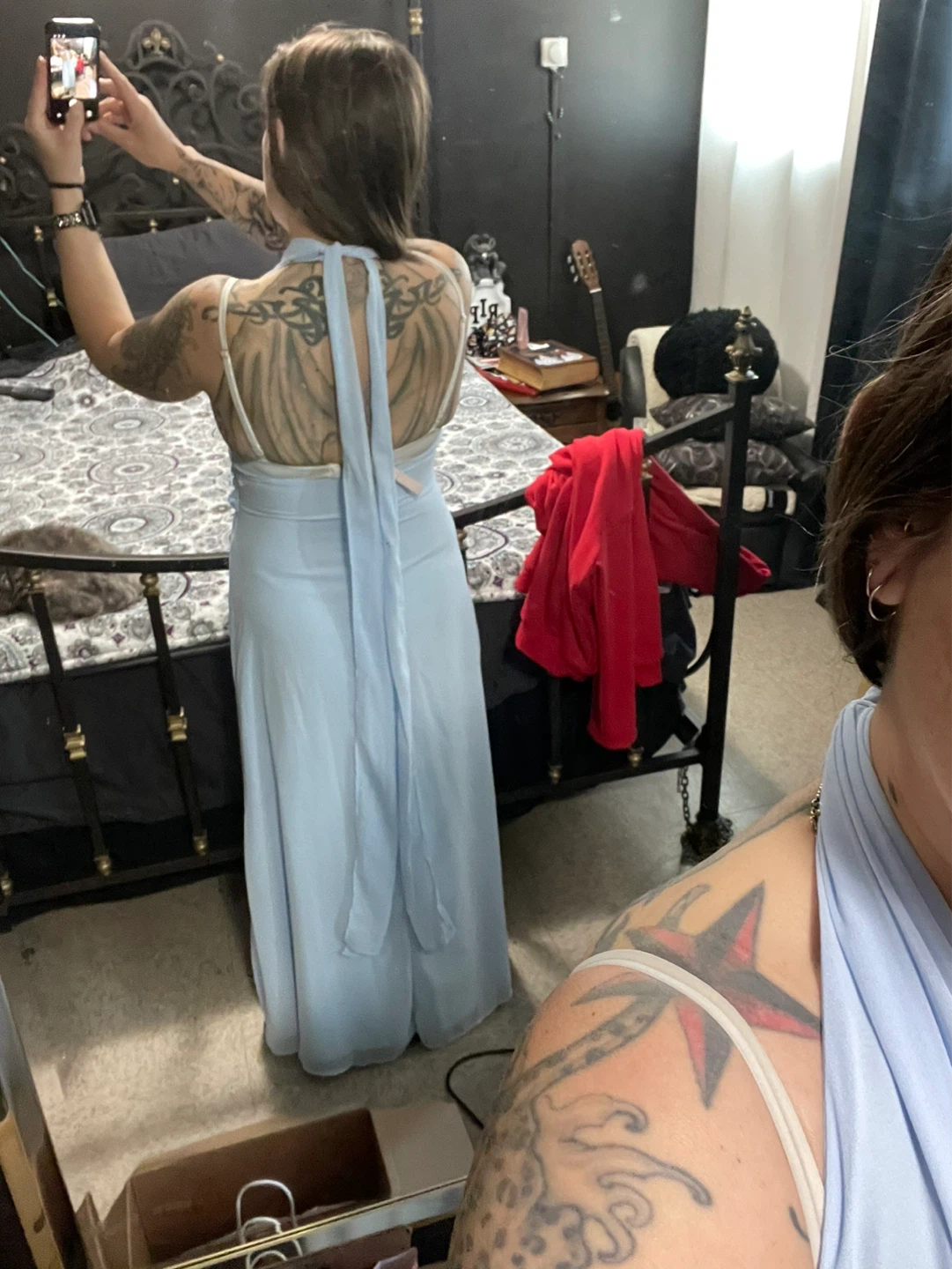 Light Blue Halter Neck Maxi Dress