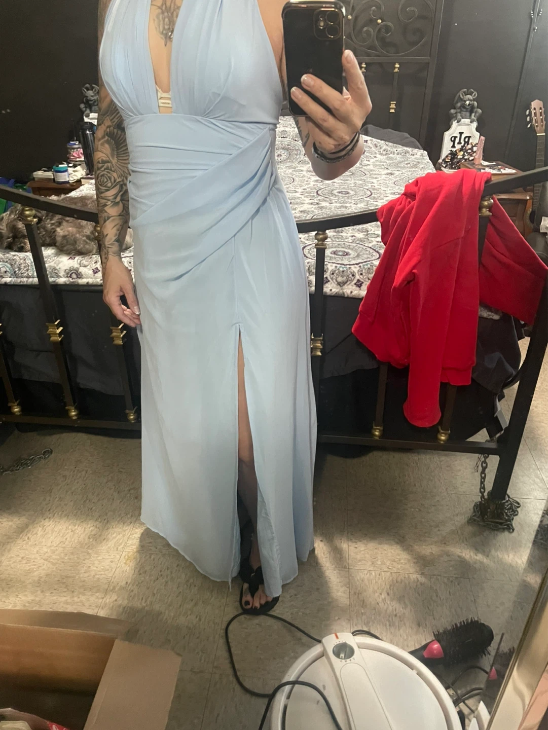 Light Blue Halter Neck Maxi Dress - photo 2