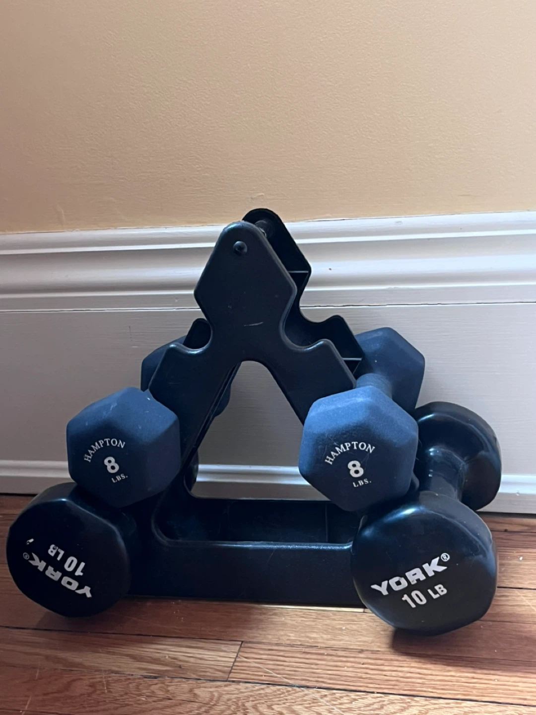 8 lb & 10 lb Dumbbell Sets with Rack