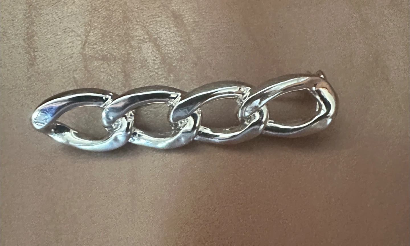 Silver Tone Chain Link Brooch Pin