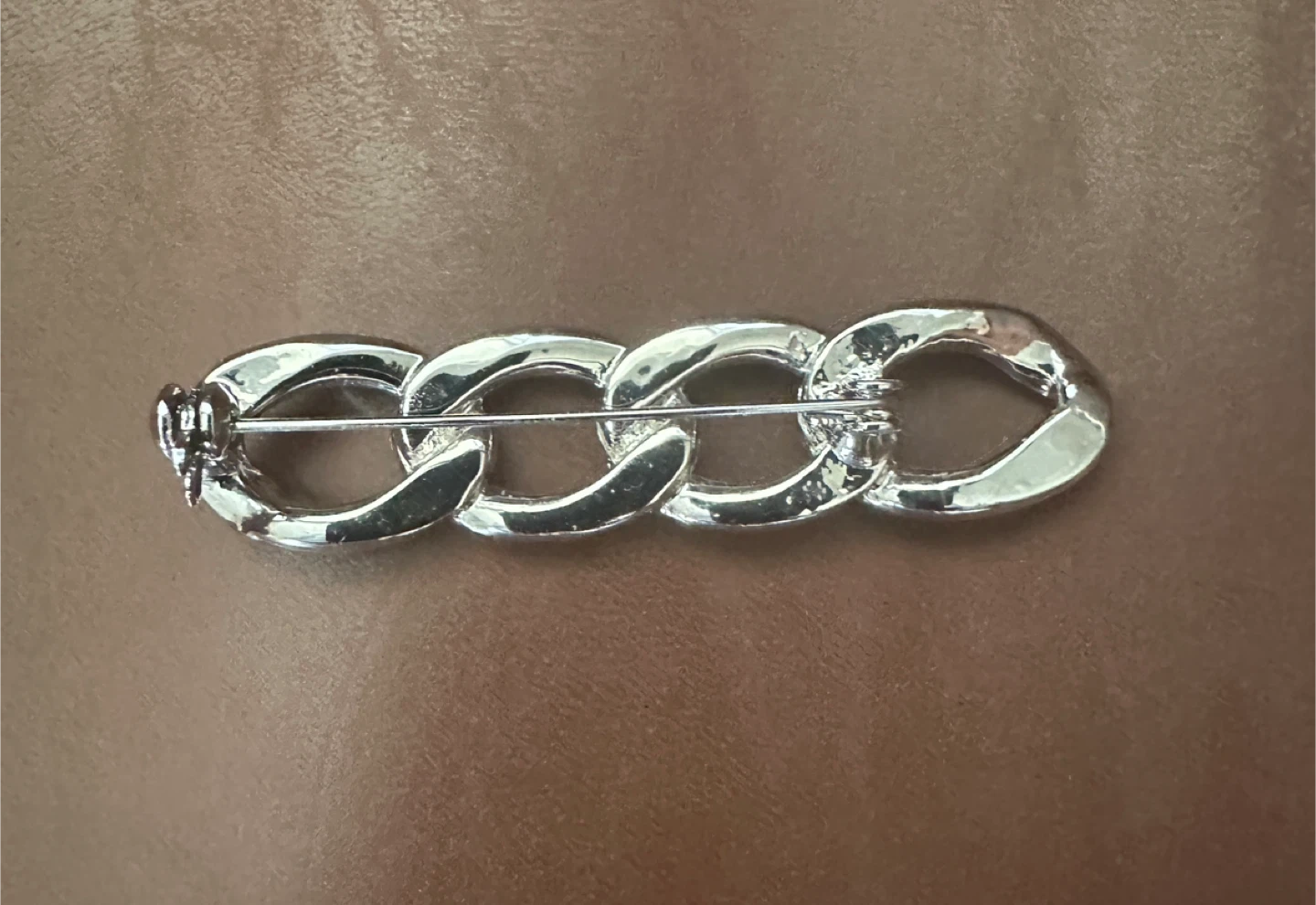 Silver Tone Chain Link Brooch Pin - photo 2