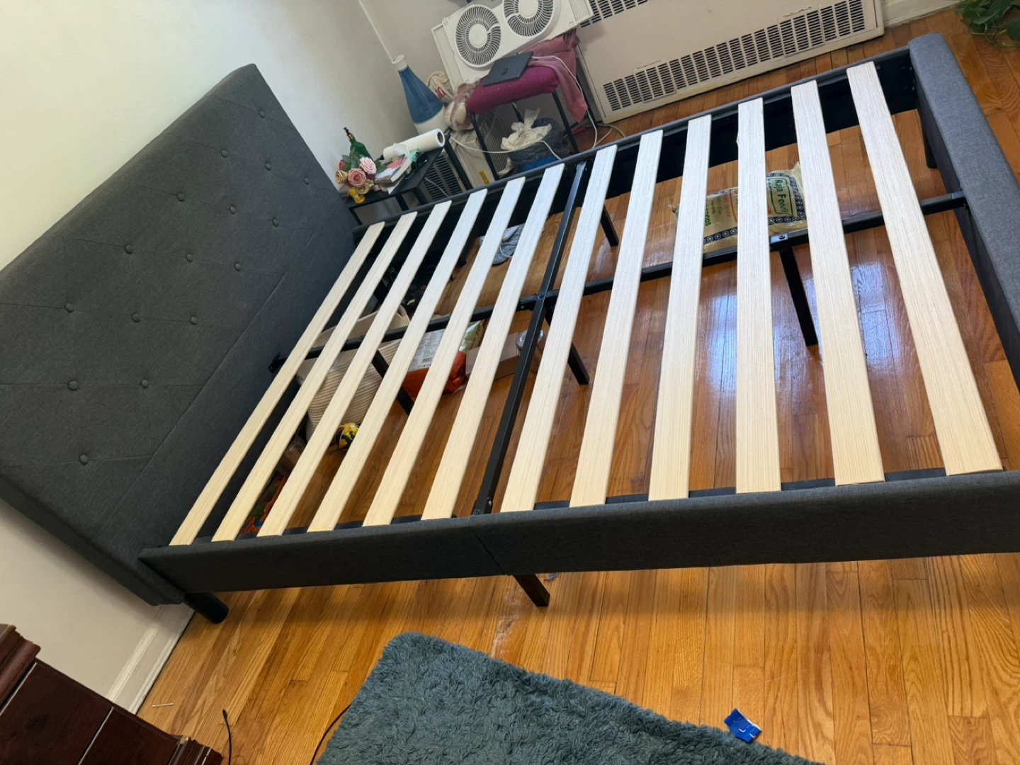 Dark Gray Upholstered Tufted Headboard Bed Frame - photo 3
