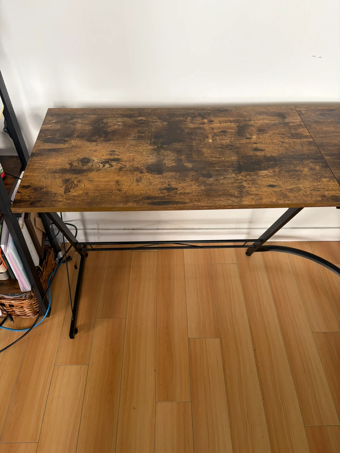 L-Shaped Desk with Rustic Wood Finish - photo 5