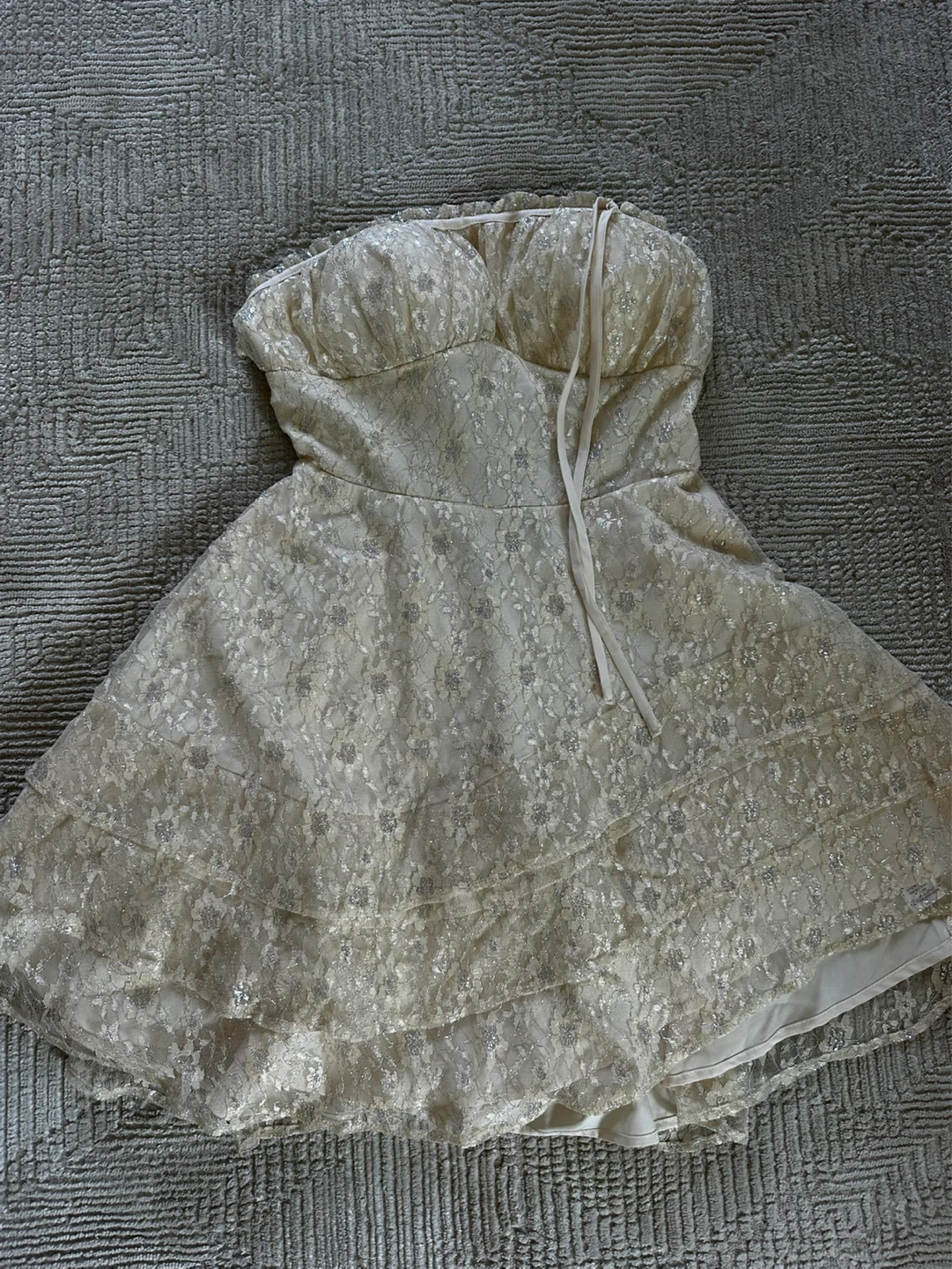 New Fashion Nova Solene Lace Mini Dress Ivory Size M