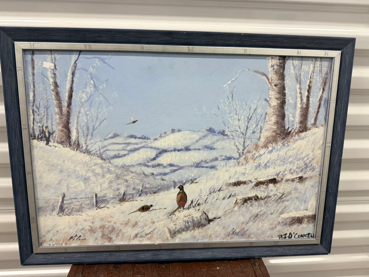 Vintage Winter Pheasant Landscape Oil Painting by P.J. O'Connell - photo 3