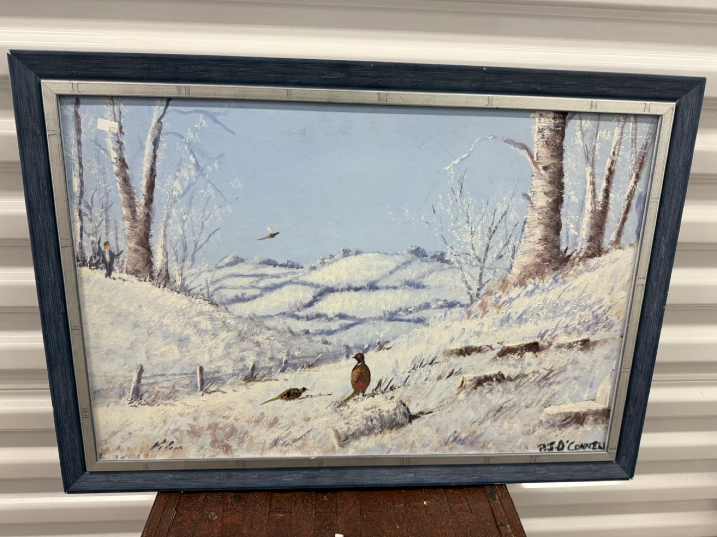 Vintage Winter Pheasant Landscape Oil Painting by P.J. O'Connell - photo 2
