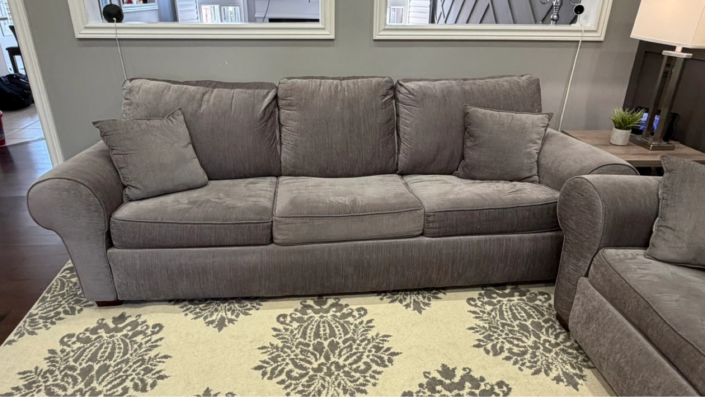 Grey 2 Sofas and 1 Love Seat Set with Accent Pillows - photo 3